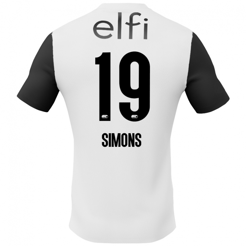 Gyermek Saviola Simons #19 Fehér Fekete Idegenbeli Jersey 2024/25 Mez Póló Ing