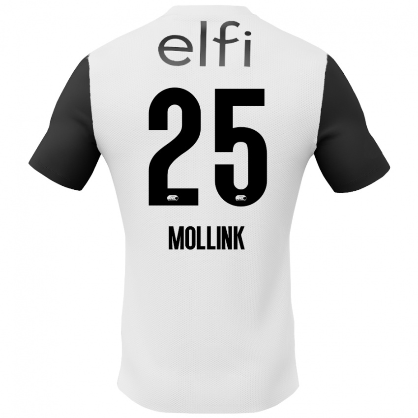 Gyermek Yaël Mollink #25 Fehér Fekete Idegenbeli Jersey 2024/25 Mez Póló Ing