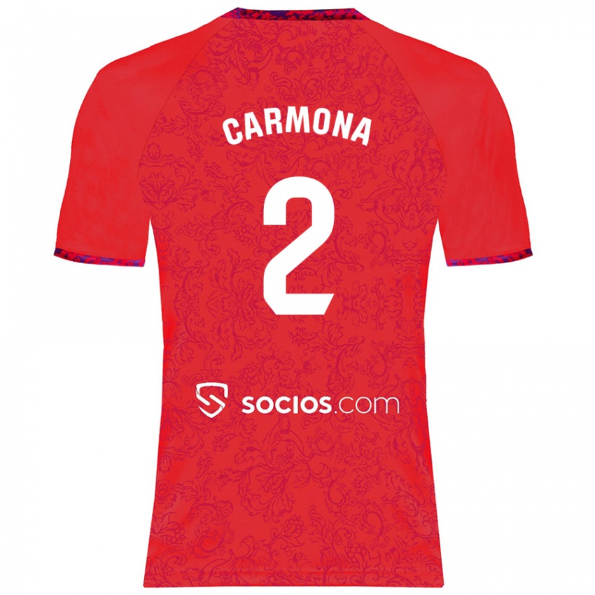 Gyermek José Ángel Carmona #2 Piros Idegenbeli Jersey 2024/25 Mez Póló Ing