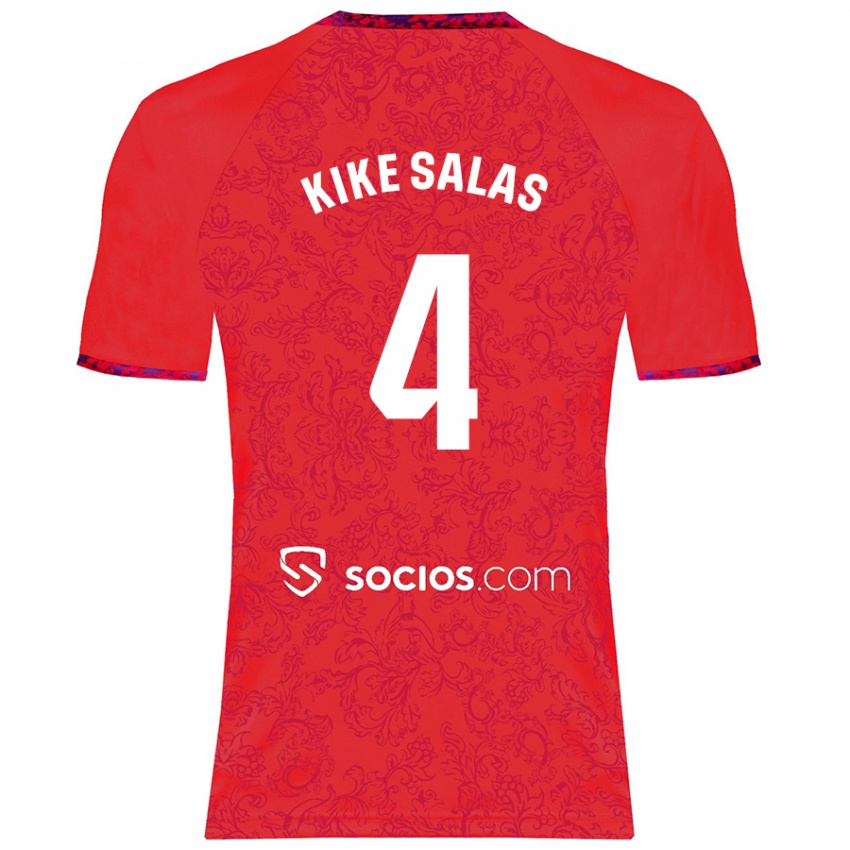 Gyermek Kike Salas #4 Piros Idegenbeli Jersey 2024/25 Mez Póló Ing