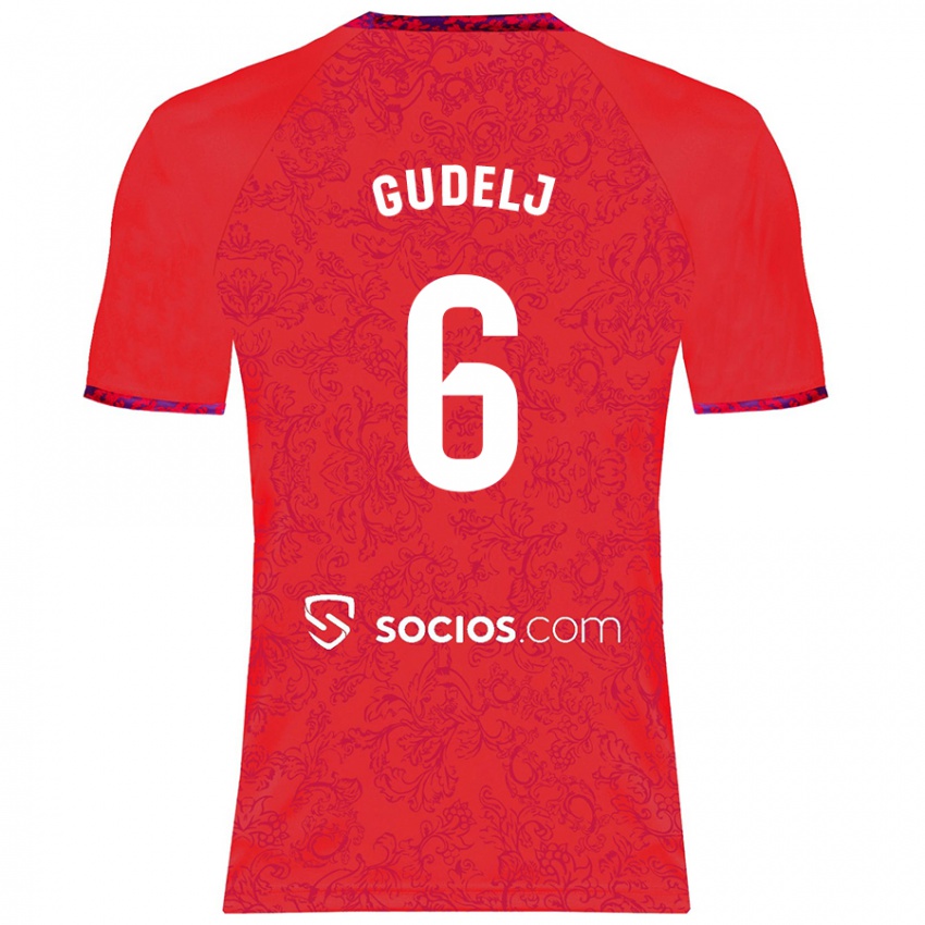 Gyermek Nemanja Gudelj #6 Piros Idegenbeli Jersey 2024/25 Mez Póló Ing