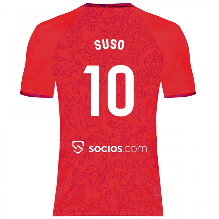 Gyermek Suso #10 Piros Idegenbeli Jersey 2024/25 Mez Póló Ing