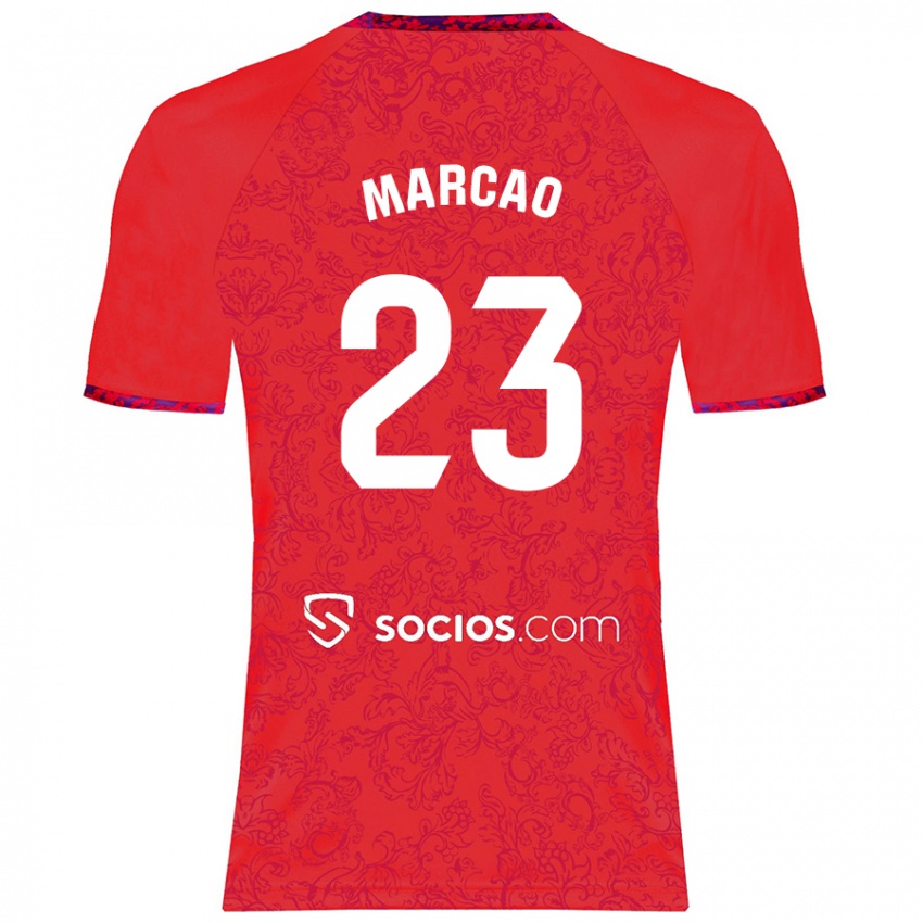 Gyermek Marcão #23 Piros Idegenbeli Jersey 2024/25 Mez Póló Ing