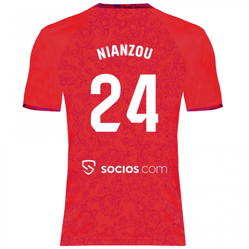 Gyermek Tanguy Nianzou #24 Piros Idegenbeli Jersey 2024/25 Mez Póló Ing