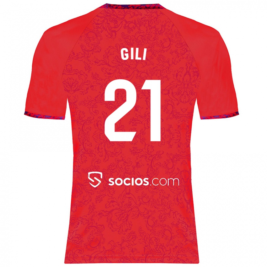 Gyermek Gemma Gili #21 Piros Idegenbeli Jersey 2024/25 Mez Póló Ing