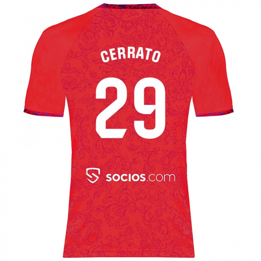 Gyermek Alba Cerrato Izquierdo #29 Piros Idegenbeli Jersey 2024/25 Mez Póló Ing