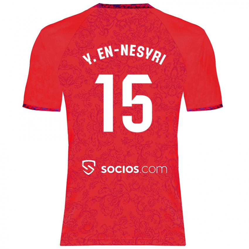 Gyermek Youssef En-Nesyri #15 Piros Idegenbeli Jersey 2024/25 Mez Póló Ing