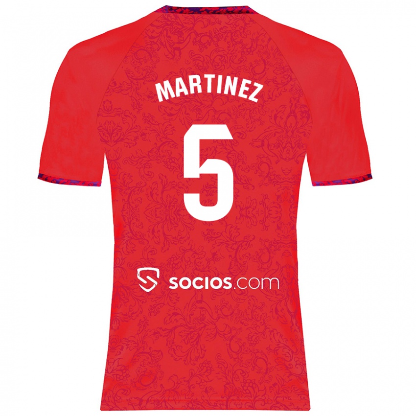 Gyermek Sergio Martínez #5 Piros Idegenbeli Jersey 2024/25 Mez Póló Ing