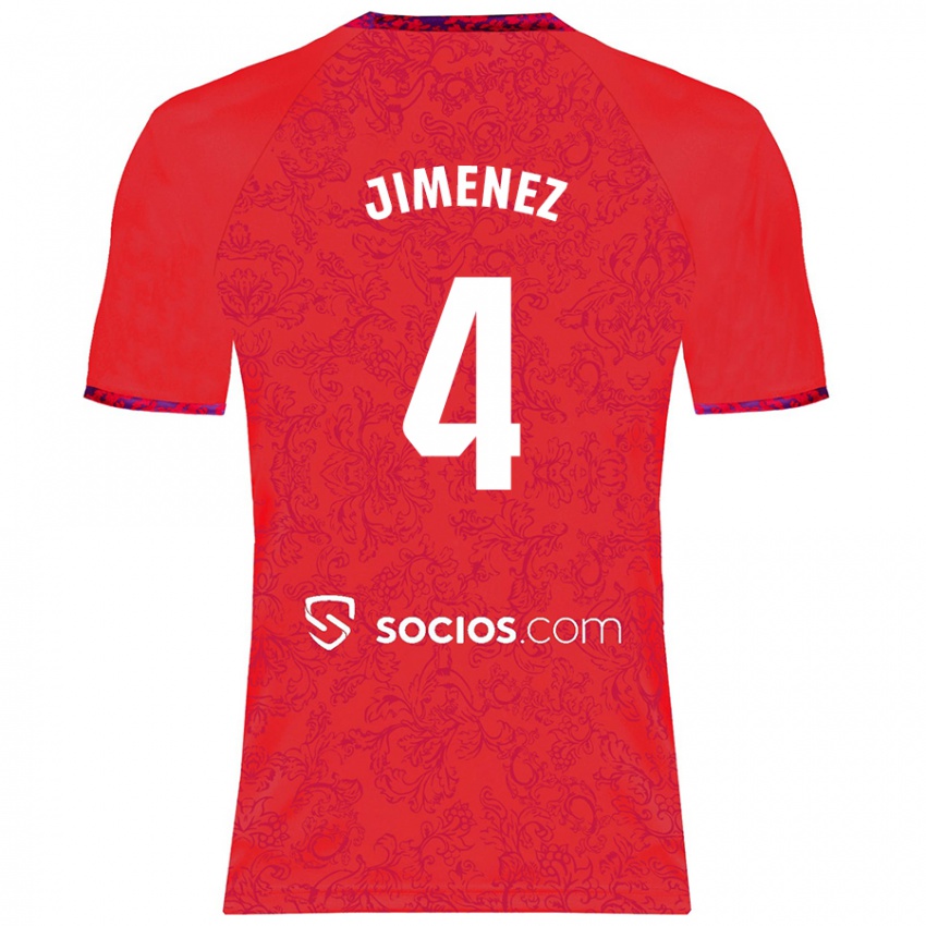 Gyermek Diego Jiménez #4 Piros Idegenbeli Jersey 2024/25 Mez Póló Ing