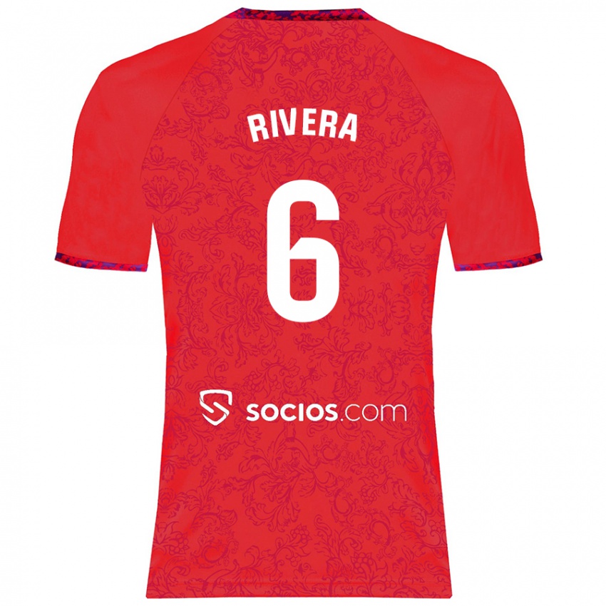 Gyermek Pablo Rivera #6 Piros Idegenbeli Jersey 2024/25 Mez Póló Ing