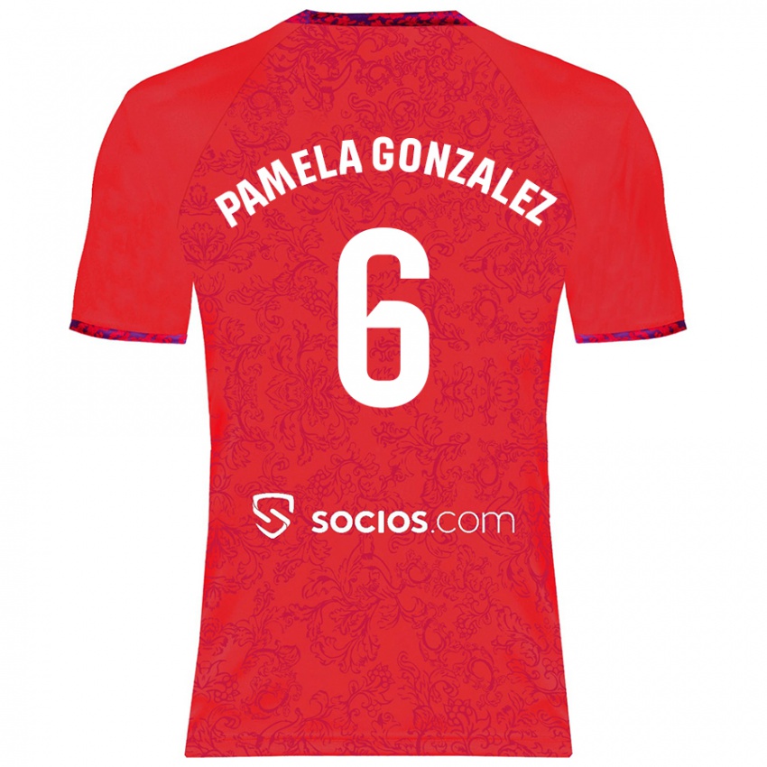 Gyermek Cinthia Pamela González Medina #6 Piros Idegenbeli Jersey 2024/25 Mez Póló Ing