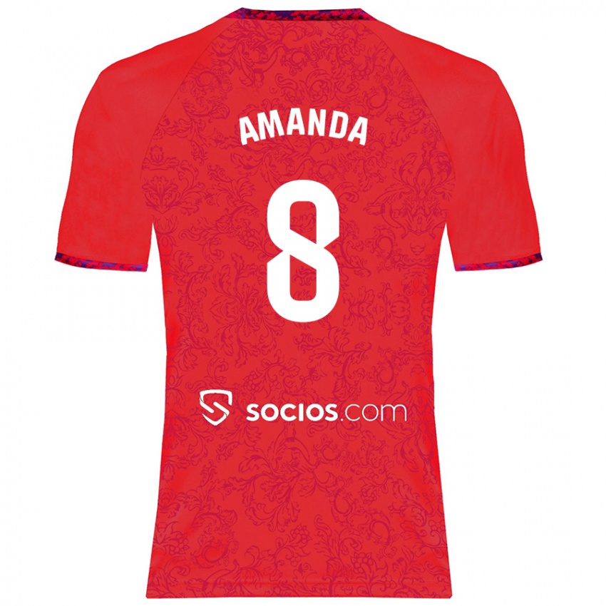 Gyermek Amanda Sampedro Bustos #8 Piros Idegenbeli Jersey 2024/25 Mez Póló Ing