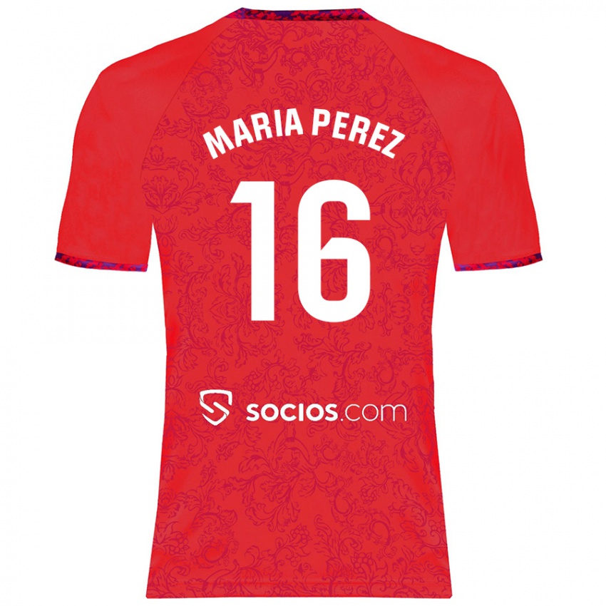 Gyermek María Pérez Rabaza #16 Piros Idegenbeli Jersey 2024/25 Mez Póló Ing