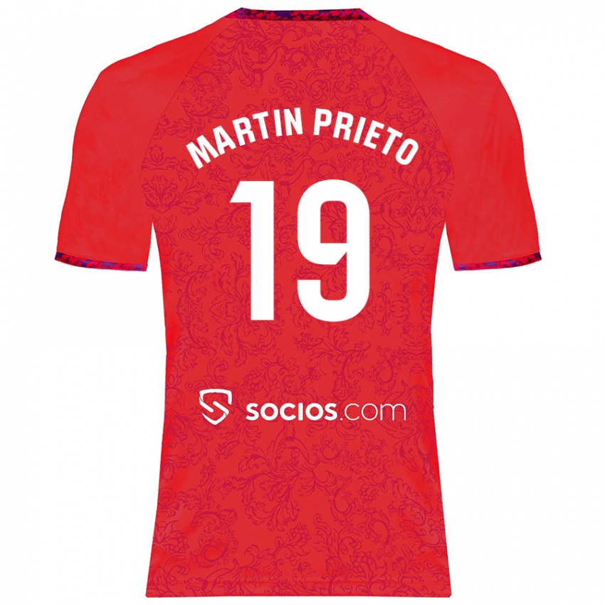 Gyermek Cristina Martín-Prieto Gutiérrez #19 Piros Idegenbeli Jersey 2024/25 Mez Póló Ing