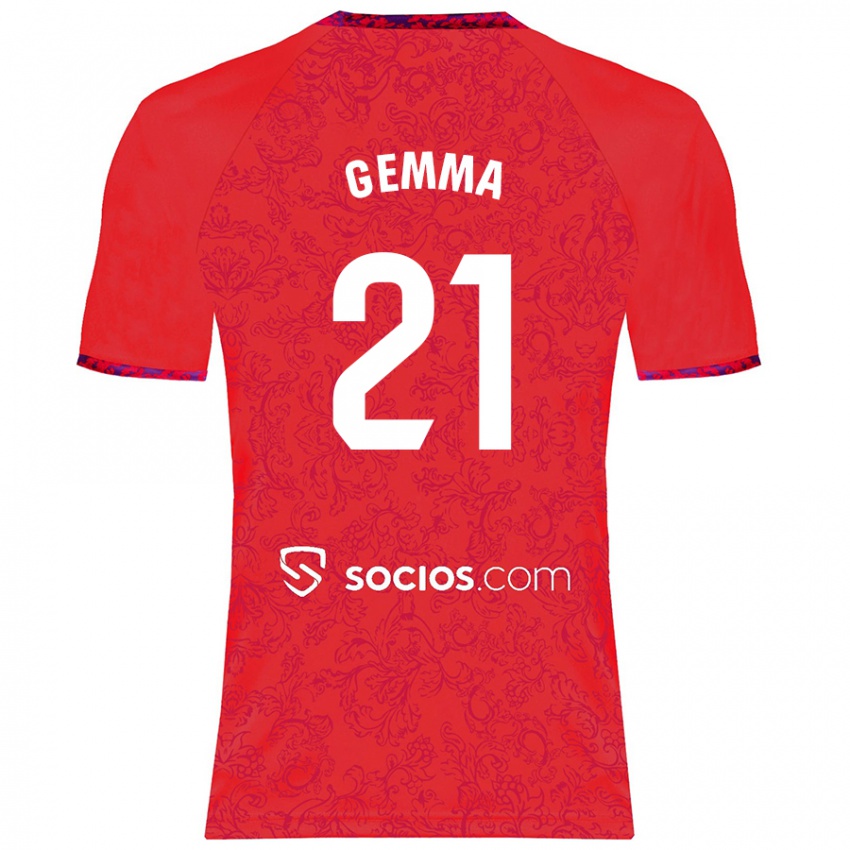 Gyermek Gemma Gili Giner #21 Piros Idegenbeli Jersey 2024/25 Mez Póló Ing