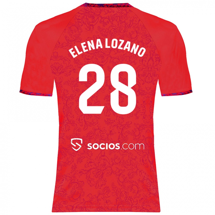 Gyermek Elena Lozano Gallego #28 Piros Idegenbeli Jersey 2024/25 Mez Póló Ing