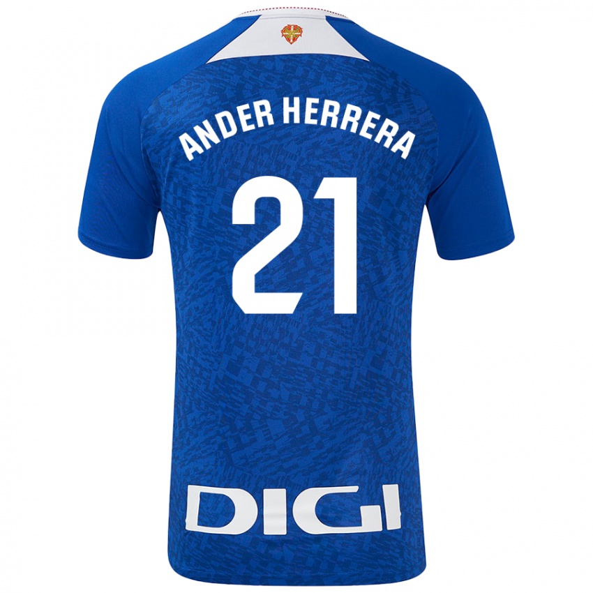 Gyermek Ander Herrera #21 Királykék Idegenbeli Jersey 2024/25 Mez Póló Ing