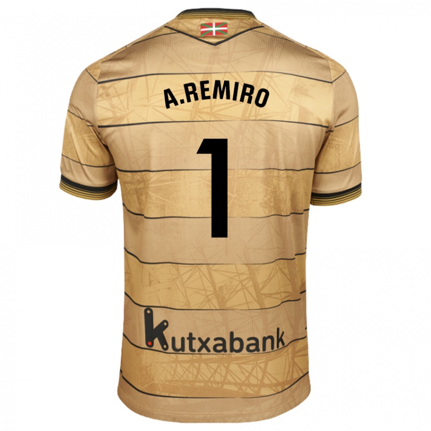 Gyermek Álex Remiro #1 Barna Idegenbeli Jersey 2024/25 Mez Póló Ing