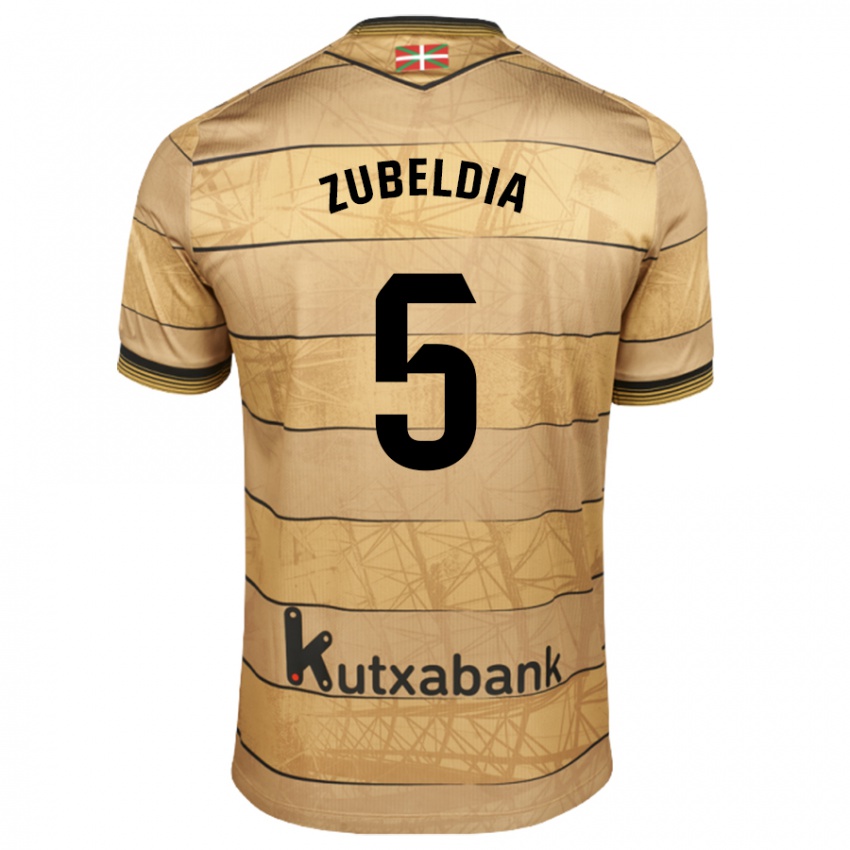 Gyermek Igor Zubeldia #5 Barna Idegenbeli Jersey 2024/25 Mez Póló Ing