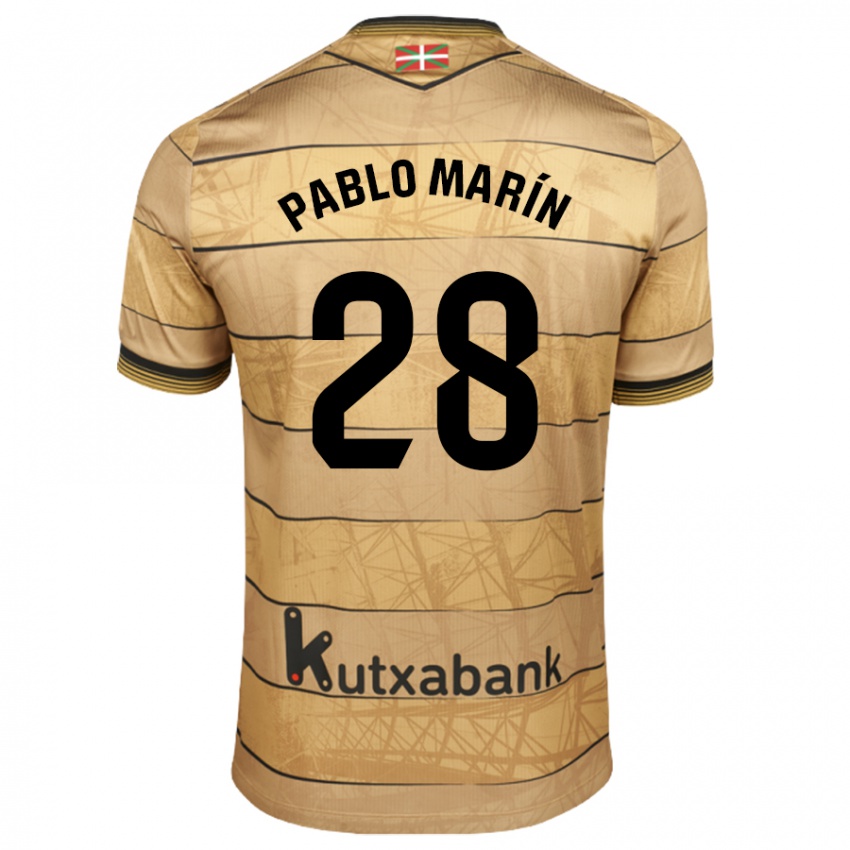 Gyermek Pablo Marín #28 Barna Idegenbeli Jersey 2024/25 Mez Póló Ing