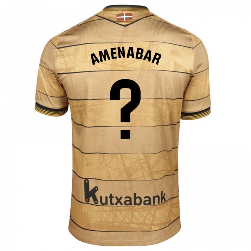 Gyermek Aritz Amenabar #0 Barna Idegenbeli Jersey 2024/25 Mez Póló Ing