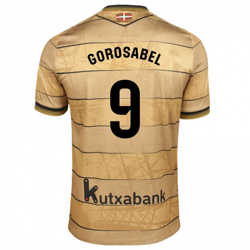 Gyermek Jakes Gorosabel #9 Barna Idegenbeli Jersey 2024/25 Mez Póló Ing