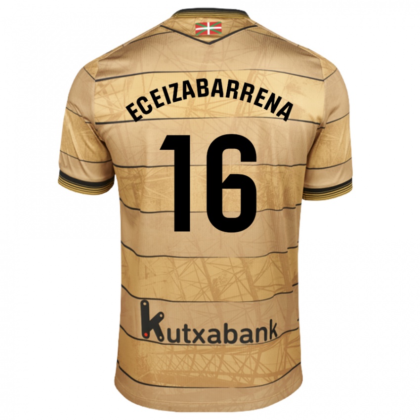 Gyermek Jon Eceizabarrena #16 Barna Idegenbeli Jersey 2024/25 Mez Póló Ing