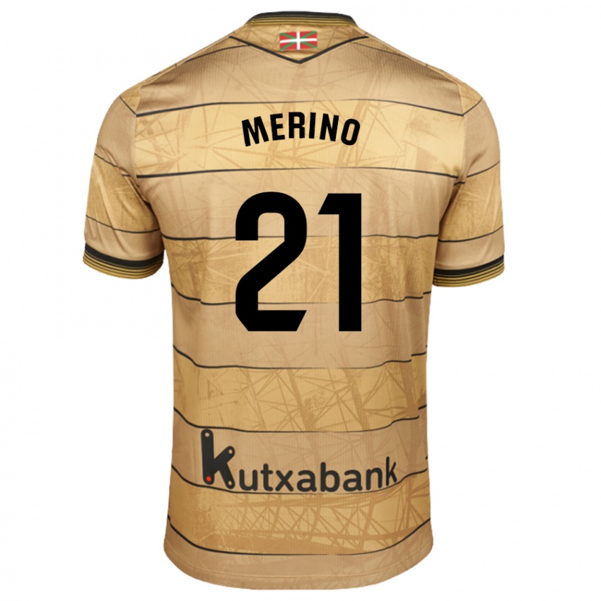 Gyermek Jon Merino #21 Barna Idegenbeli Jersey 2024/25 Mez Póló Ing