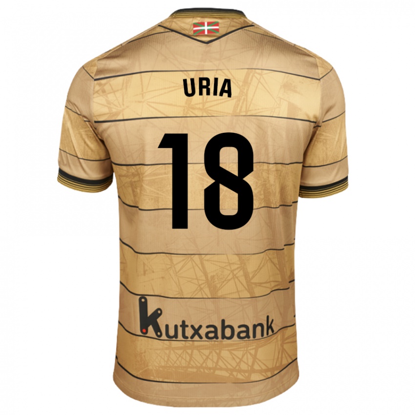 Gyermek Mirari Uria Gabilondo #18 Barna Idegenbeli Jersey 2024/25 Mez Póló Ing