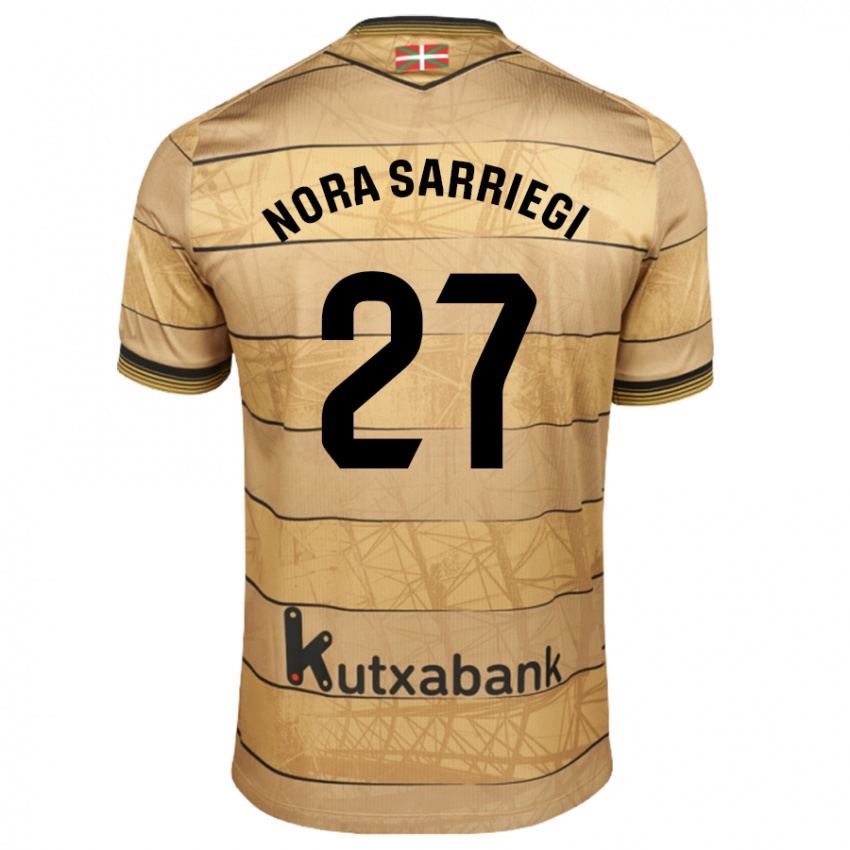 Gyermek Nora Sarriegi Galdos #27 Barna Idegenbeli Jersey 2024/25 Mez Póló Ing