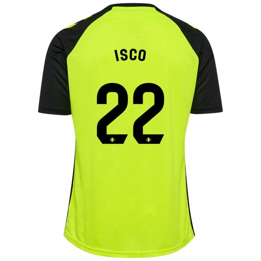 Gyermek Isco #22 Fluoreszkáló Sárga Fekete Idegenbeli Jersey 2024/25 Mez Póló Ing