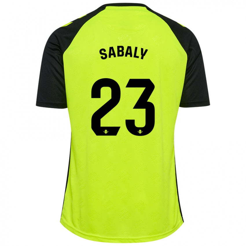 Gyermek Youssouf Sabaly #23 Fluoreszkáló Sárga Fekete Idegenbeli Jersey 2024/25 Mez Póló Ing