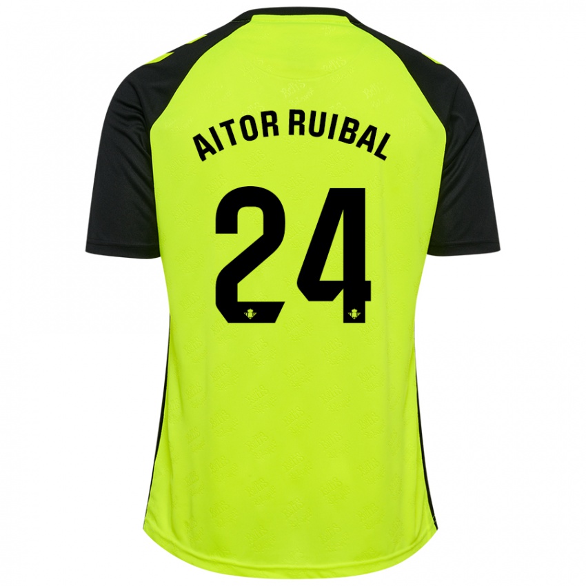 Gyermek Aitor Ruibal #24 Fluoreszkáló Sárga Fekete Idegenbeli Jersey 2024/25 Mez Póló Ing