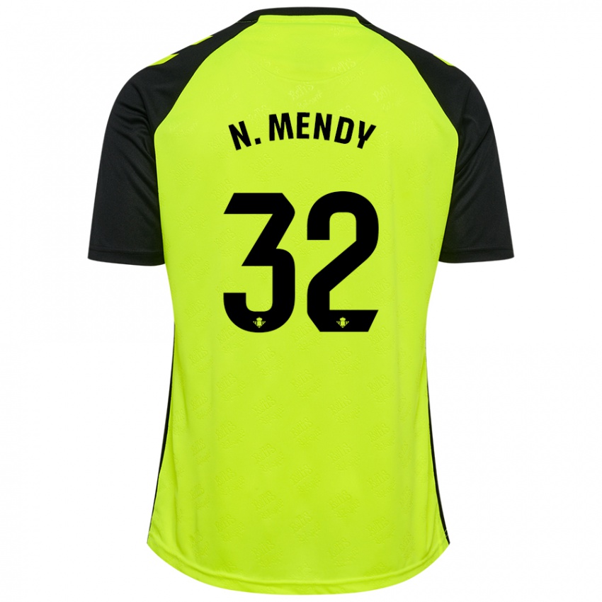 Gyermek Nobel Mendy #32 Fluoreszkáló Sárga Fekete Idegenbeli Jersey 2024/25 Mez Póló Ing