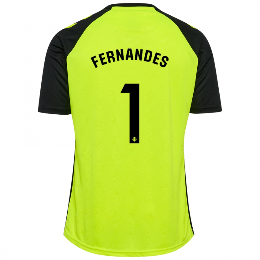 Gyermek Guilherme Fernandes #1 Fluoreszkáló Sárga Fekete Idegenbeli Jersey 2024/25 Mez Póló Ing