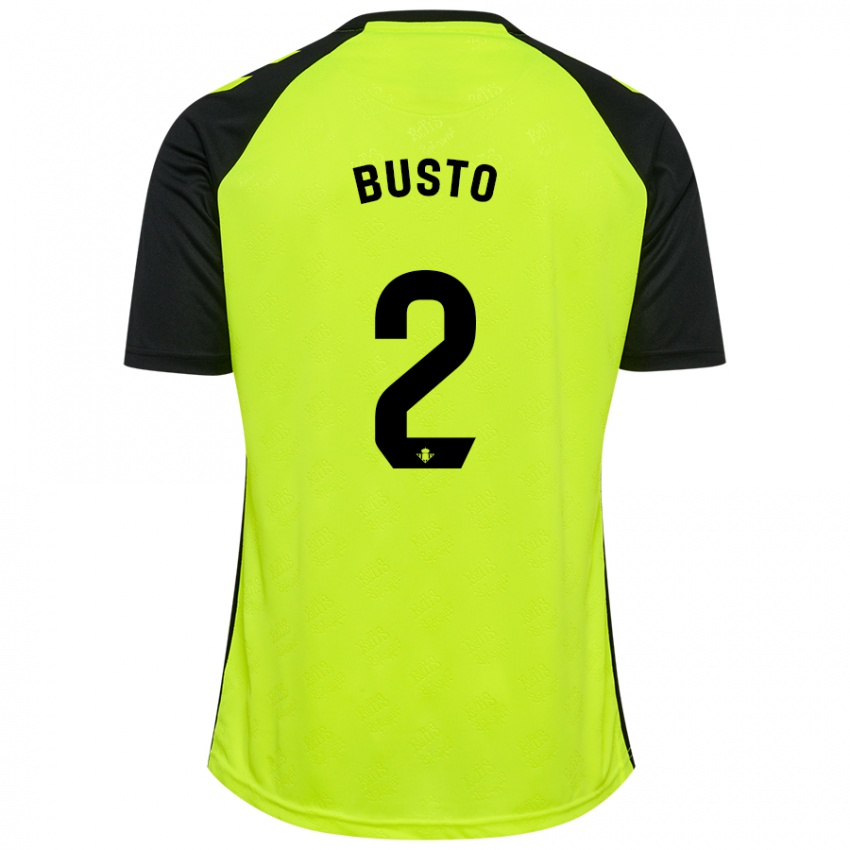 Gyermek Pablo Busto #2 Fluoreszkáló Sárga Fekete Idegenbeli Jersey 2024/25 Mez Póló Ing