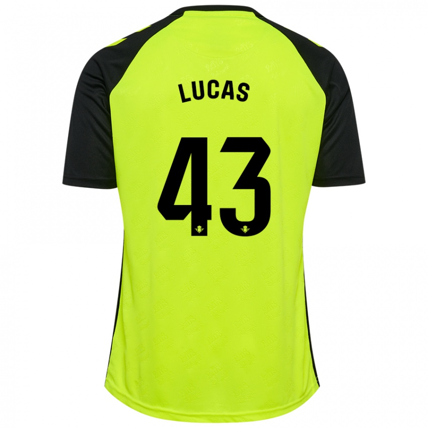 Gyermek Lucas Alcázar #43 Fluoreszkáló Sárga Fekete Idegenbeli Jersey 2024/25 Mez Póló Ing