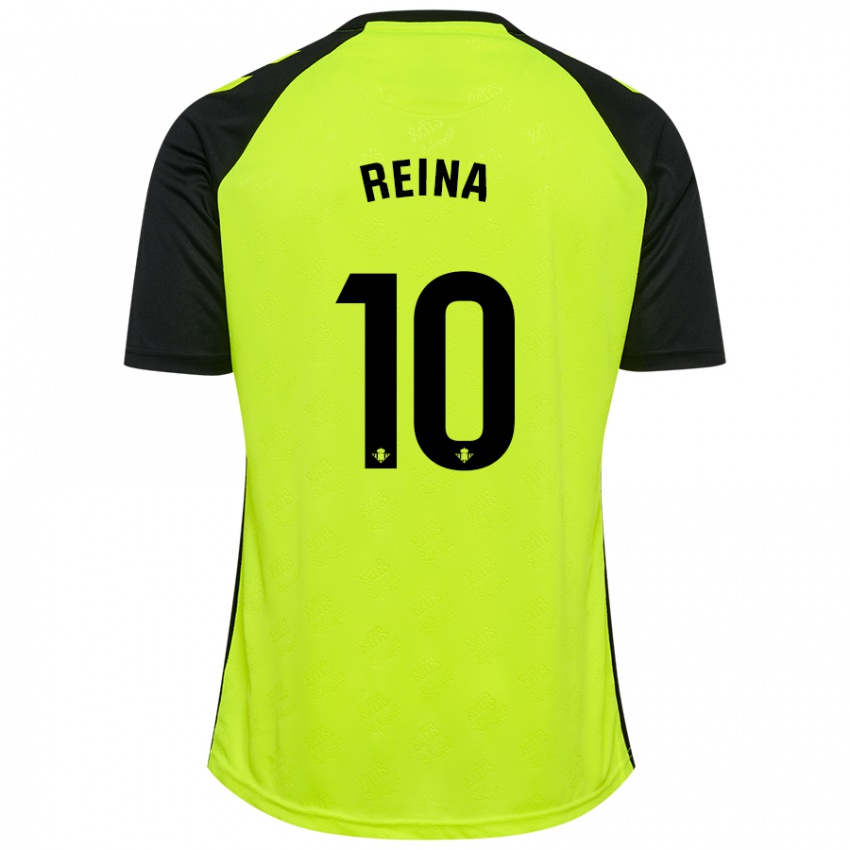 Gyermek Carlos Reina #10 Fluoreszkáló Sárga Fekete Idegenbeli Jersey 2024/25 Mez Póló Ing