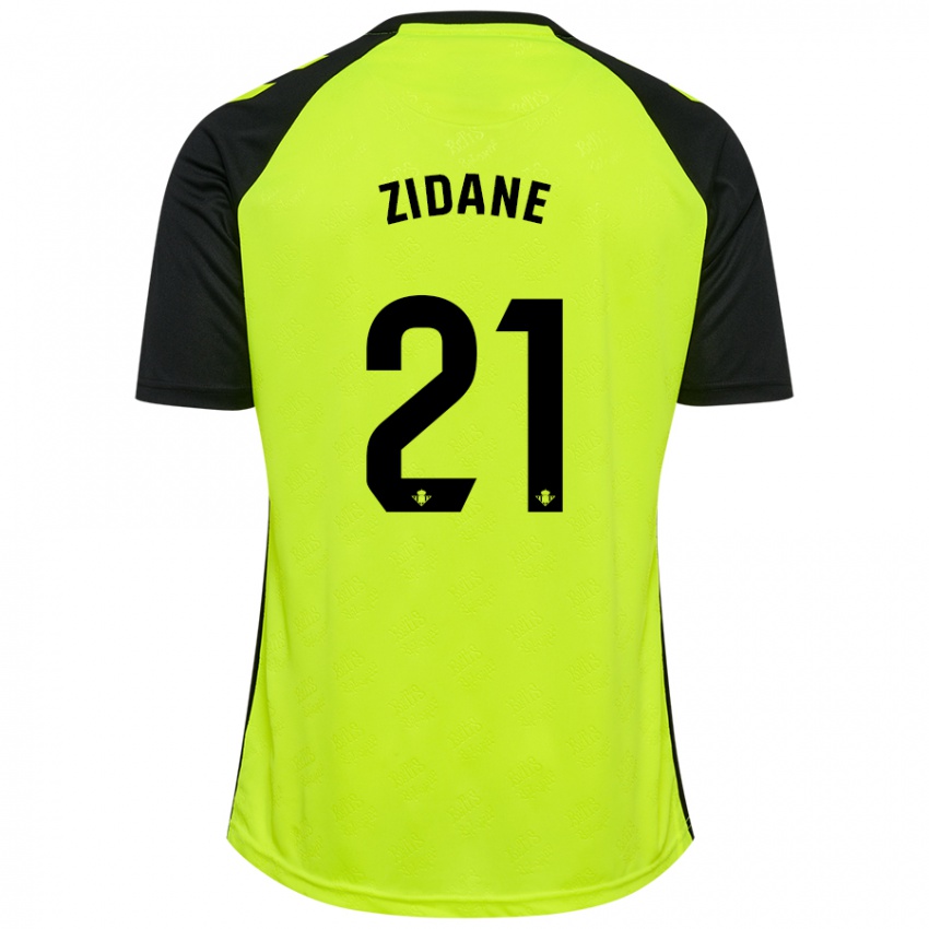 Gyermek Elyaz Zidane #21 Fluoreszkáló Sárga Fekete Idegenbeli Jersey 2024/25 Mez Póló Ing