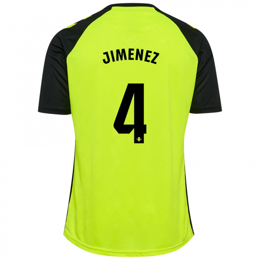 Gyermek María Jiménez Gutiérrez #4 Fluoreszkáló Sárga Fekete Idegenbeli Jersey 2024/25 Mez Póló Ing