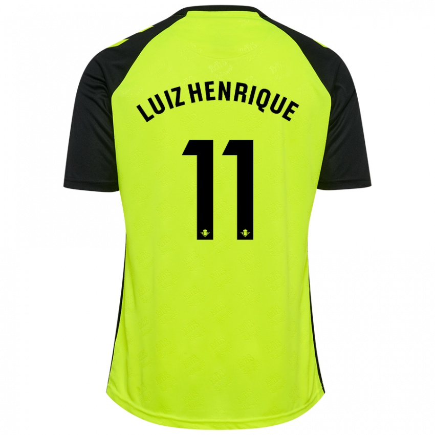 Gyermek Luiz Henrique #11 Fluoreszkáló Sárga Fekete Idegenbeli Jersey 2024/25 Mez Póló Ing