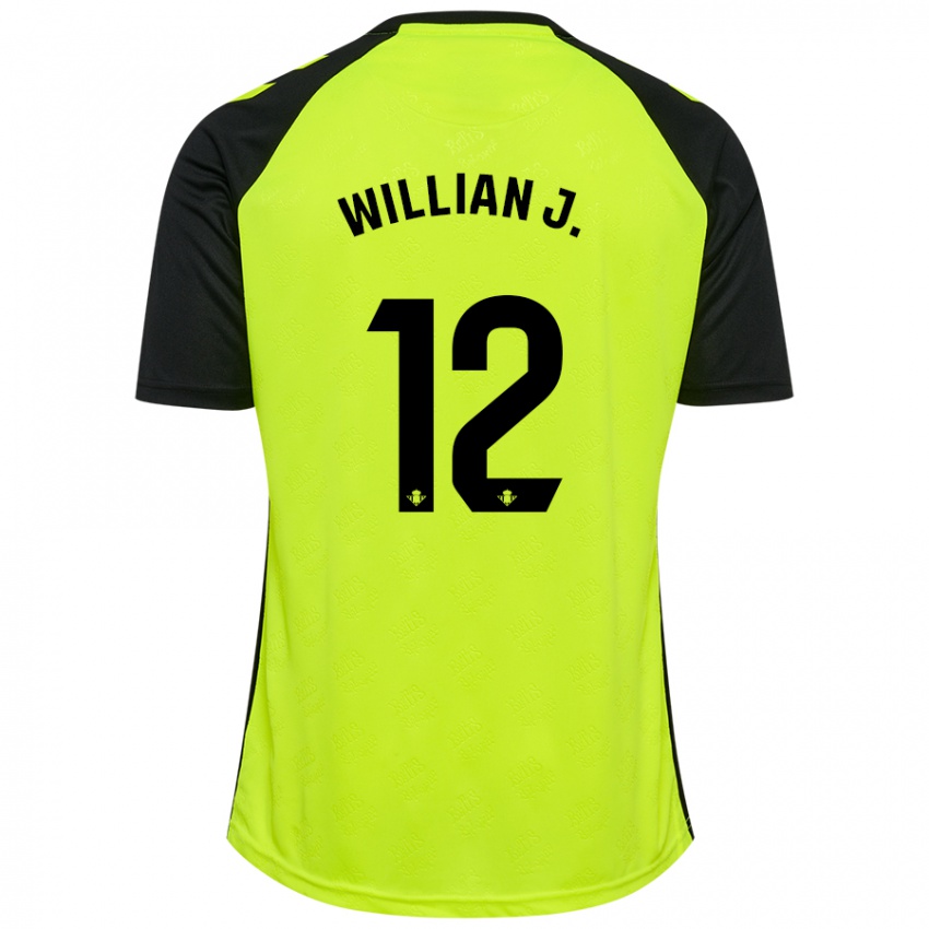 Gyermek Willian José #12 Fluoreszkáló Sárga Fekete Idegenbeli Jersey 2024/25 Mez Póló Ing