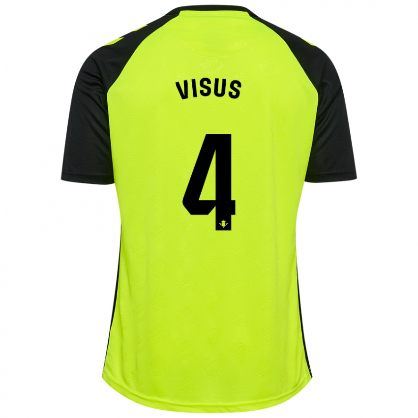 Gyermek Ricardo Visus #4 Fluoreszkáló Sárga Fekete Idegenbeli Jersey 2024/25 Mez Póló Ing