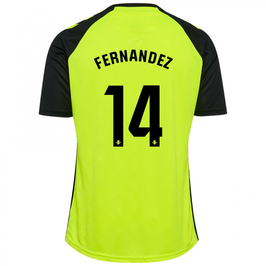 Gyermek Quique Fernández #14 Fluoreszkáló Sárga Fekete Idegenbeli Jersey 2024/25 Mez Póló Ing