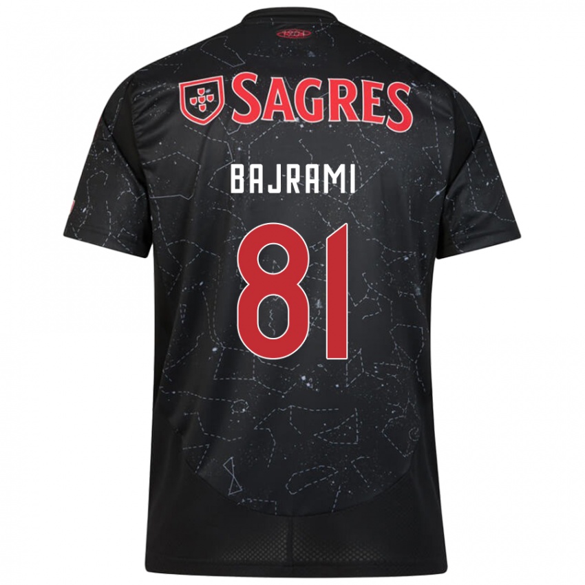 Gyermek Adrian Bajrami #81 Fekete Piros Idegenbeli Jersey 2024/25 Mez Póló Ing