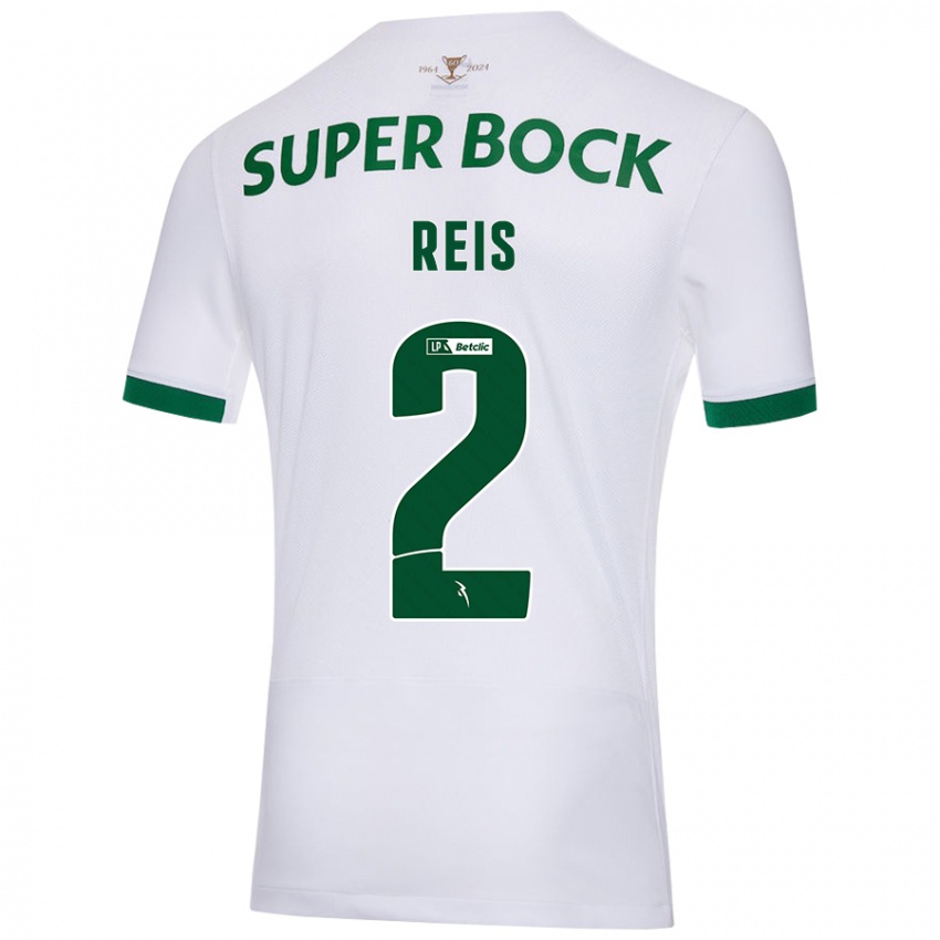 Gyermek Matheus Reis #2 Fehér Zöld Idegenbeli Jersey 2024/25 Mez Póló Ing