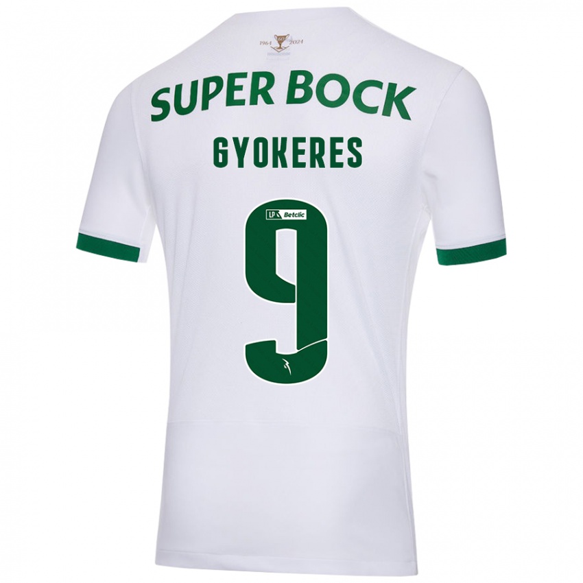 Gyermek Viktor Gyökeres #9 Fehér Zöld Idegenbeli Jersey 2024/25 Mez Póló Ing