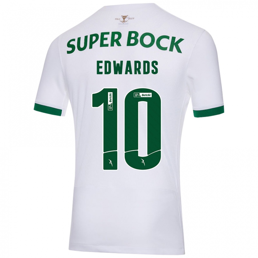 Gyermek Marcus Edwards #10 Fehér Zöld Idegenbeli Jersey 2024/25 Mez Póló Ing