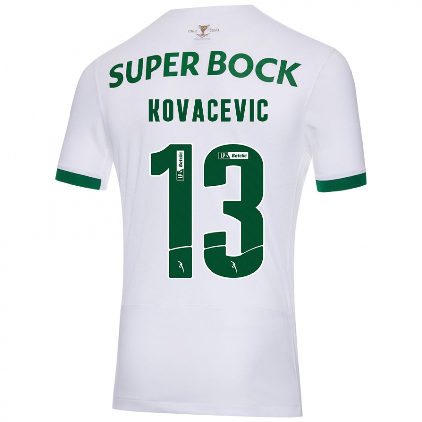 Gyermek Vladan Kovacevic #13 Fehér Zöld Idegenbeli Jersey 2024/25 Mez Póló Ing