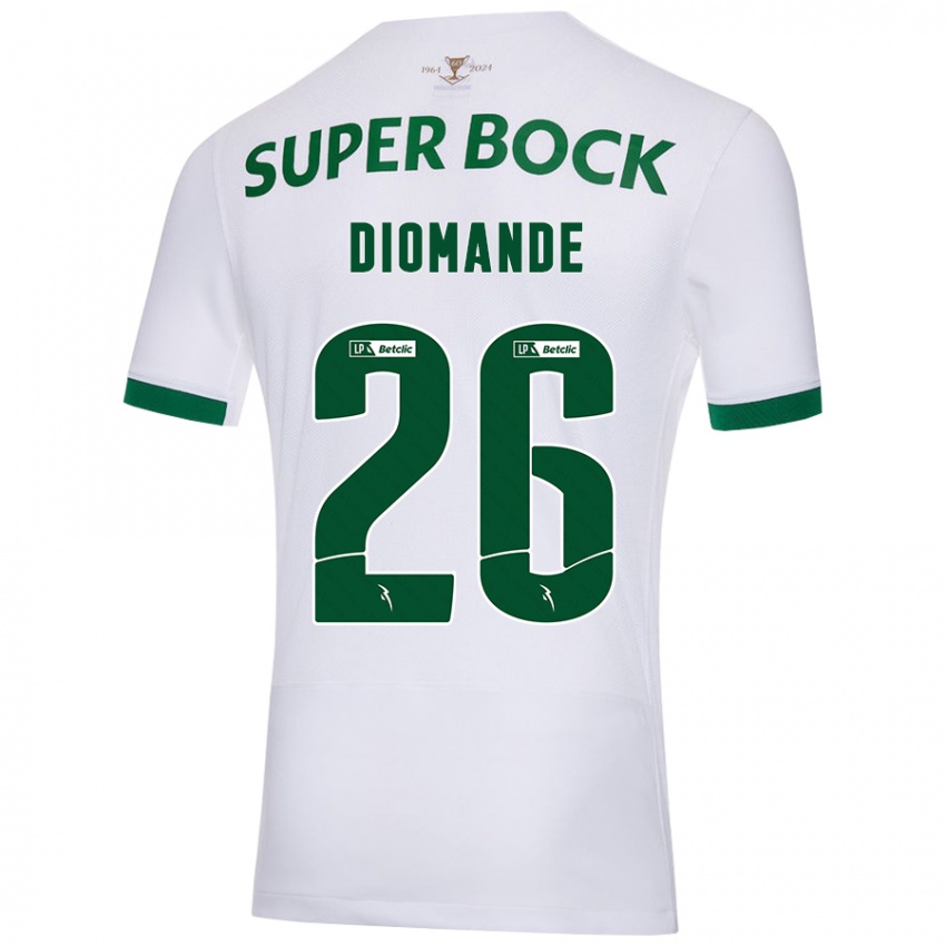 Gyermek Ousmane Diomande #26 Fehér Zöld Idegenbeli Jersey 2024/25 Mez Póló Ing